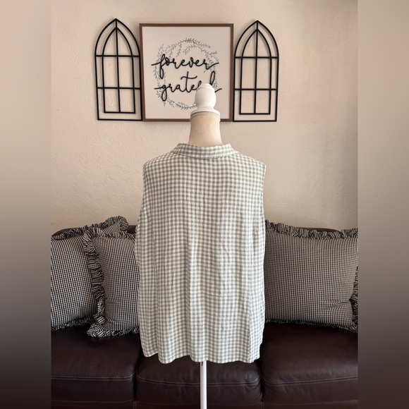 Vintage Pastel Green & Off White Gingham Button Up Vest No Size Summer Casual - Picture 4 of 11